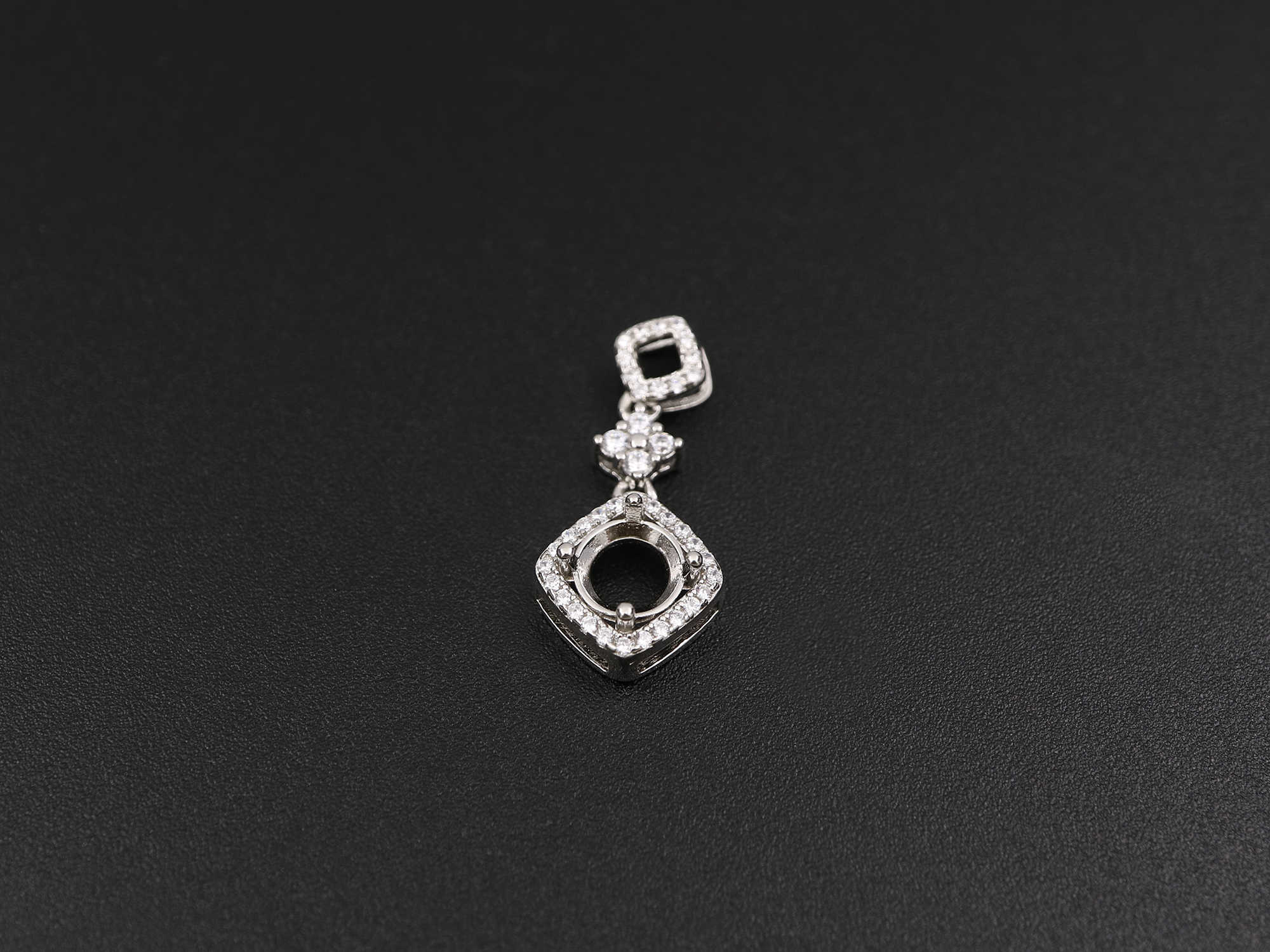 1Pcs 5-8MM Round Bezel 4 Prong Halo Pave Head Solid 925 Sterling Silver DIY Pendant Settings for Gems Moissanite Stone 1411244 - Click Image to Close